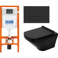 Унитаз подвесной с инсталляцией BelBagno BB3201CHR-MB/BB3201SC-MB/BB002-80/BB007-PR-NERO.M