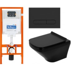 Унитаз подвесной с инсталляцией BelBagno BB3201CHR-MB/BB3201SC-MB/BB002-80/BB007-PR-NERO.M