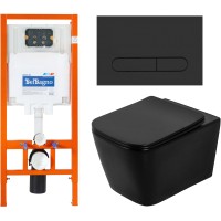 Унитаз подвесной с инсталляцией BelBagno BB3202CHR-MB/BB3202SC-MB/BB002-80/BB007-PR-NERO.M