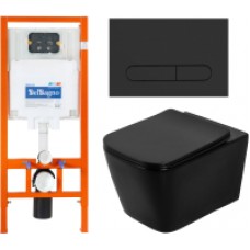 Унитаз подвесной с инсталляцией BelBagno BB3202CHR-MB/BB3202SC-MB/BB002-80/BB007-PR-NERO.M