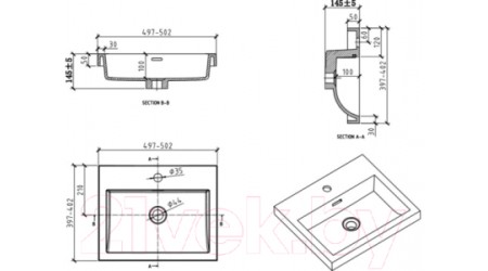 Умывальник BelBagno BB-500-PM-LVB