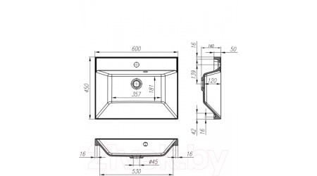 Умывальник BelBagno BB600/450-LV-MR-AST