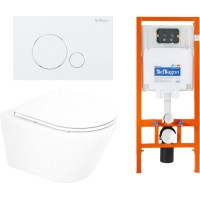 Унитаз подвесной с инсталляцией BelBagno BB8001CHR/SC/BB002-80/BB014-SR-BIANCO