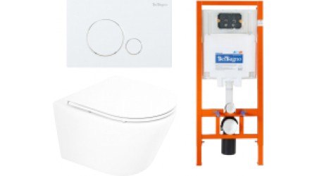 Унитаз подвесной с инсталляцией BelBagno BB8001CHR/SC/BB002-80/BB014-SR-BIANCO