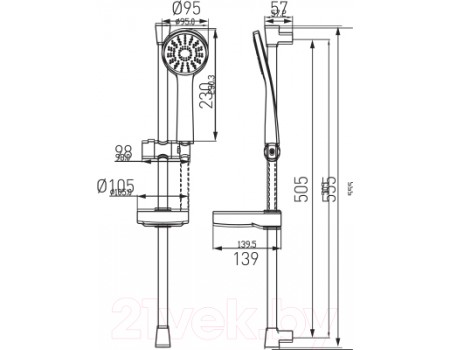 Душевой гарнитур Ferro Bellis N180B