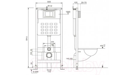 Унитаз подвесной с инсталляцией Abber Bequem AC1100-AC0105-AC0120 (с кнопкой смыва)