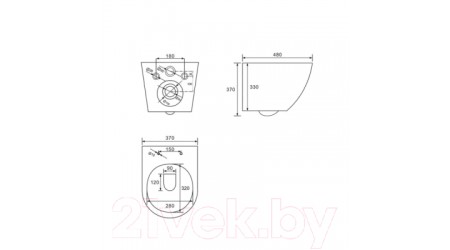 Унитаз подвесной с инсталляцией Abber Bequem AC1100MB-AC0105-AC0121MB (с кнопкой смыва)