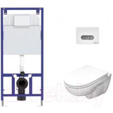Унитаз подвесной с инсталляцией Sanita Luxe Best SL DM BSTSLWH0104 + 525 040000 + D7 040037