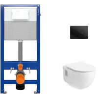 Унитаз подвесной с инсталляцией Lucco Brilla Rim ART 100614-101 + 52 S97-062 + P-BU-ACN-CIR-PN/Bl/Gl