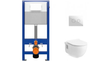 Унитаз подвесной с инсталляцией Lucco Brilla Rim ART 100614-101 + 52 S97-062 + P-BU-ACN-CIR-PN/Wh/Gl
