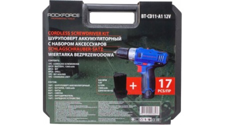 Аккумуляторный шуруповерт RockForce BT-CD11-A1 12V (с набором аксессуаров)