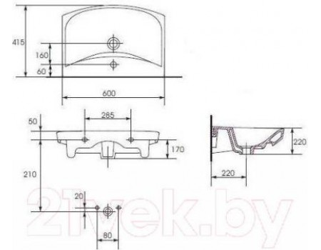 Умывальник Cersanit Carina 60В (S-UM-CAR60/1)