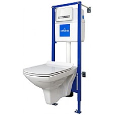 Унитаз подвесной с инсталляцией Cersanit Carina New Clean On (S-SET-CARC/LPRO/S-DL/Pi-Wg-w)