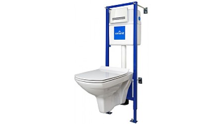 Унитаз подвесной с инсталляцией Cersanit Carina New Clean On (S-SET-CARC/LPRO/S-DL/Pi-Wg-w)