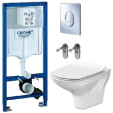 Унитаз подвесной с инсталляцией Cersanit Carina New Clean On S-MZ-CARINA-COn-DL-w + 38721001