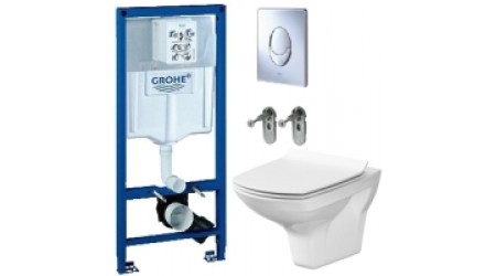Унитаз подвесной с инсталляцией Cersanit Carina New Clean On S-MZ-CARINA-COn-DL-w + 38721001