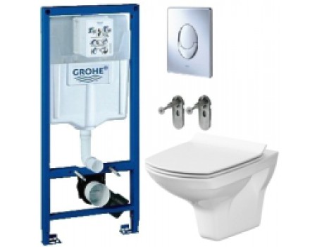 Унитаз подвесной с инсталляцией Cersanit Carina New Clean On S-MZ-CARINA-COn-DL-w + 38721001