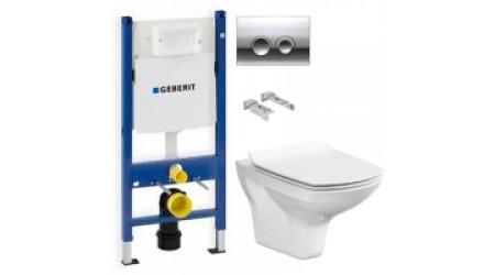 Унитаз подвесной с инсталляцией Cersanit Carina New Clean On S-MZ-CARINA-COn-S-DL-w + 458.124.21.1