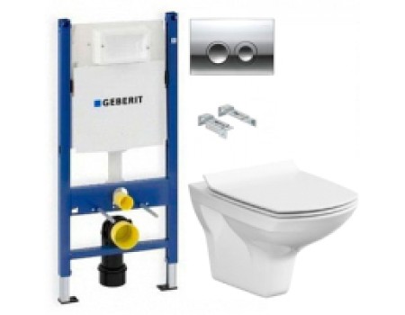 Унитаз подвесной с инсталляцией Cersanit Carina New Clean On S-MZ-CARINA-COn-S-DL-w + 458.124.21.1