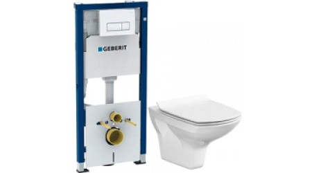 Унитаз подвесной с инсталляцией Cersanit Carina New Clean On S-MZ-CARINA-COn-S-DL-w + 458.128.11.1