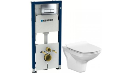 Унитаз подвесной с инсталляцией Cersanit Carina New Clean On S-MZ-CARINA-COn-S-DL-w + 458.128.21.1