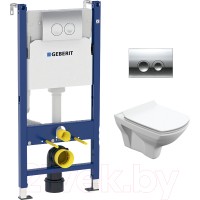 Унитаз подвесной с инсталляцией Cersanit Carina New Clean S-MZ-CARINA-XL-COn-S-DL-w + 458.124.21.1