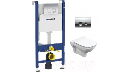 Унитаз подвесной с инсталляцией Cersanit Carina New Clean S-MZ-CARINA-XL-COn-S-DL-w + 458.124.21.1