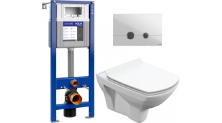 Унитаз подвесной с инсталляцией Cersanit Carina S-MZ-CARINA-XL + 63475 + P-BU-STE/Whg/Gl