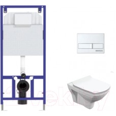 Унитаз подвесной с инсталляцией Cersanit Carina S-MZ-CARINA-XL-COn-S-DL-w + 525 040000 + L2 040012