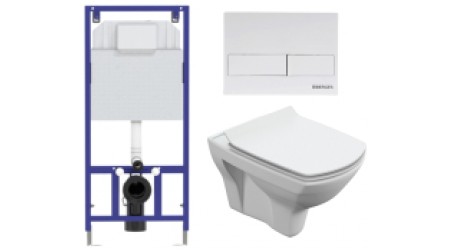 Унитаз подвесной с инсталляцией Cersanit Carina S-MZ-CARINA-XL-COn-S-DL-w + 525 040000 + L4 040014