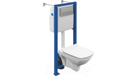 Унитаз подвесной с инсталляцией Cersanit Carina XL CO DPL EO Slim / 64440
