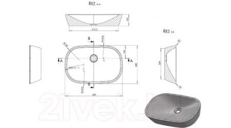 Умывальник Ravak Ceramic O 60x40 / XJX01160001