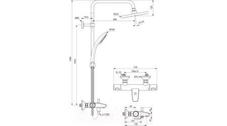 Душевая система Ideal Standard Ceratherm T25 A7590AA