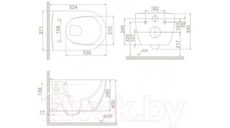 Унитаз подвесной CeraStyle City 019100-w-01 + SC00501S50003012