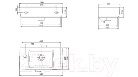 Умывальник CeraStyle City 25 L / TB002F22L00