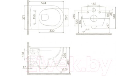 Унитаз подвесной с инсталляцией CeraStyle City HC00206PN00+SC00501S50003012+AM101/1120-BL-01+M571+M91
