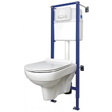 Унитаз подвесной с инсталляцией Cersanit City New Clean On + Link Pro (S-SET-CITYC/LPRO/S-DL/In-Wg-w)