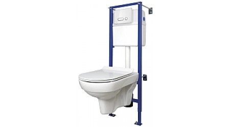 Унитаз подвесной с инсталляцией Cersanit City New Clean On + Link Pro (S-SET-CITYC/LPRO/S-DL/In-Wg-w)