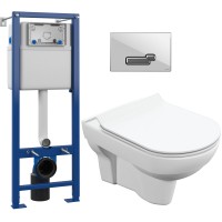 Унитаз подвесной с инсталляцией Cersanit City New Clean On + S-IN-MZ-VECTOR + P-BU-ACT/Whg/Gl