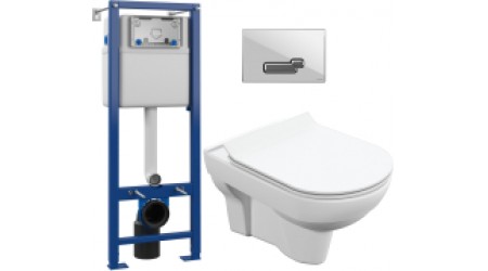 Унитаз подвесной с инсталляцией Cersanit City New Clean On + S-IN-MZ-VECTOR + P-BU-ACT/Whg/Gl
