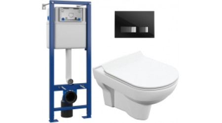Унитаз подвесной с инсталляцией Cersanit City New Clean On + S-IN-MZ-VECTOR + P-BU-MOV/Blg/Gl
