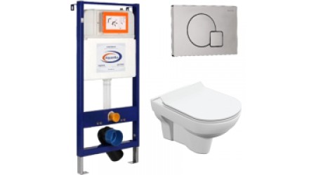 Унитаз подвесной с инсталляцией Cersanit City New Clean On S-MZ-CITY-COn-S-DL-w + 10.702.450.02.10