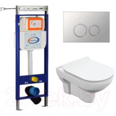 Унитаз подвесной с инсталляцией Cersanit City New Clean On S-MZ-CITY-COn-S-DL-w + 10.702.45B.02.19