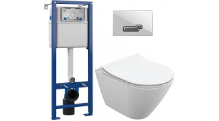 Унитаз подвесной с инсталляцией Cersanit City Oval + S-IN-MZ-VECTOR + P-BU-ACT/Whg/Gl