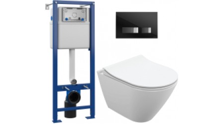 Унитаз подвесной с инсталляцией Cersanit City Oval + S-IN-MZ-VECTOR + P-BU-MOV/Blg/Gl