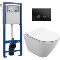 Унитаз подвесной с инсталляцией Cersanit City Oval + S-IN-MZ-VECTOR + P-BU-STE/Blg/Gl