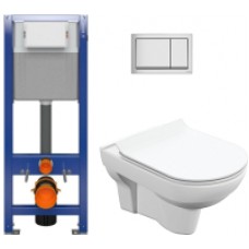 Унитаз подвесной с инсталляцией Cersanit City S-MZ-CITY-COn-S-DL-w + P-IN-MZ-AQ40-QF + P-BU-ENT/Cm