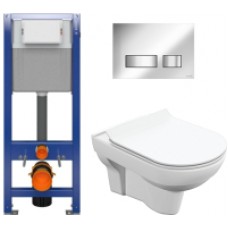Унитаз подвесной с инсталляцией Cersanit City S-MZ-CITY-COn-S-DL-w + P-IN-MZ-AQ40-QF + P-BU-MOV/Cg
