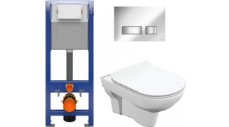 Унитаз подвесной с инсталляцией Cersanit City S-MZ-CITY-COn-S-DL-w + P-IN-MZ-AQ40-QF + P-BU-MOV/Cg