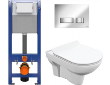 Унитаз подвесной с инсталляцией Cersanit City S-MZ-CITY-COn-S-DL-w + P-IN-MZ-AQ40-QF + P-BU-MOV/Cg